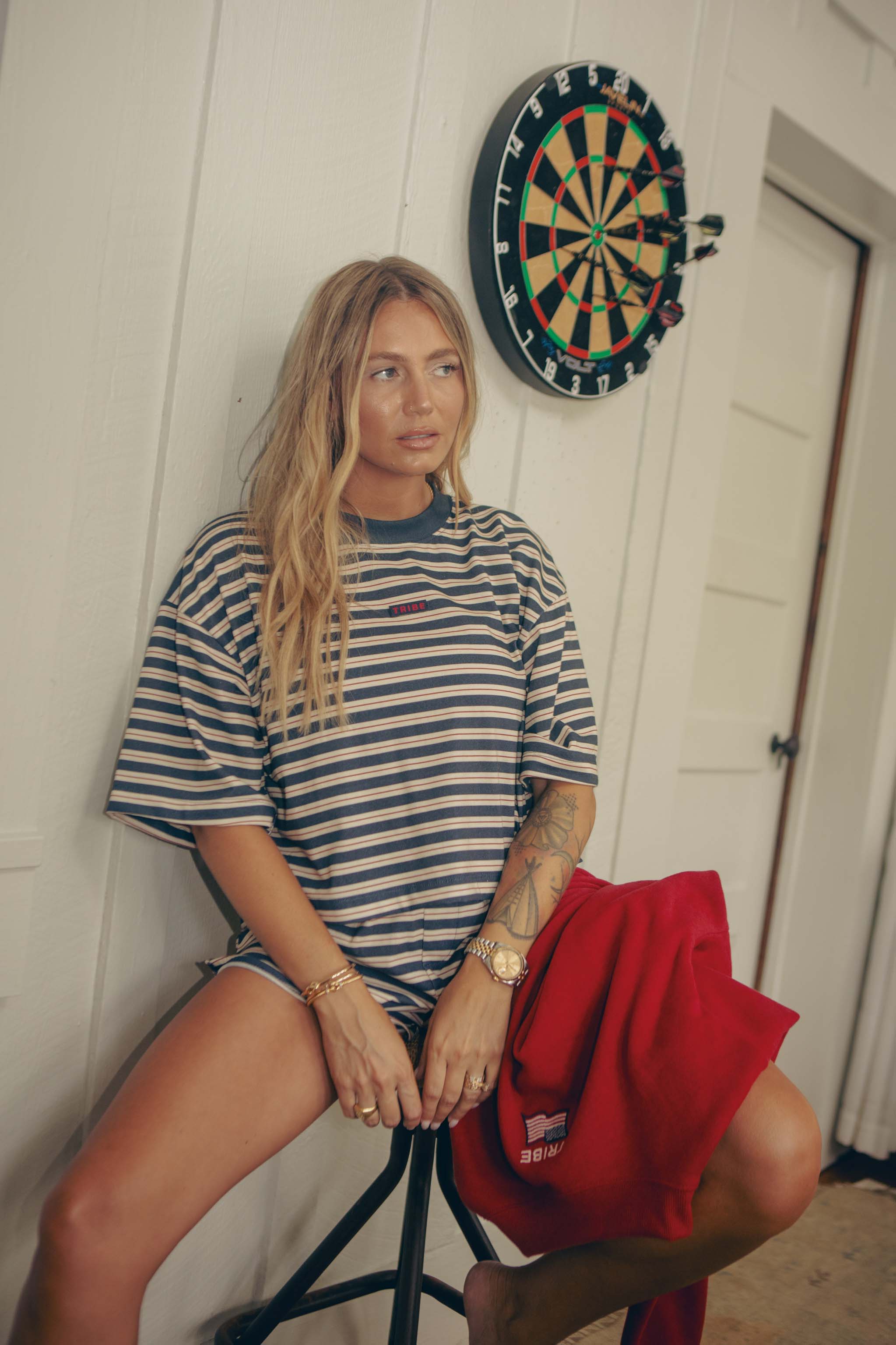 American Made Striped Boxy Tee