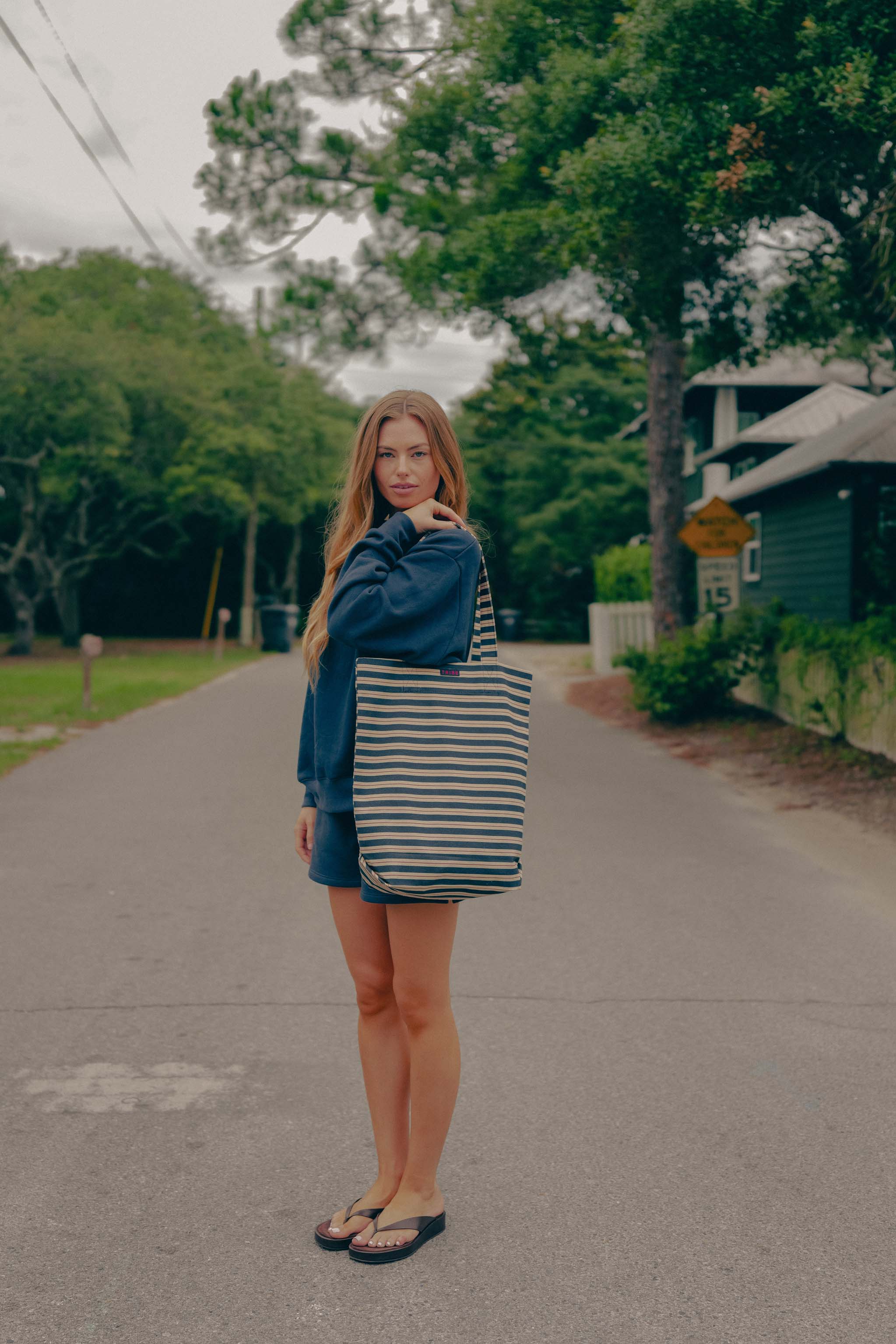 American Made Striped Boat Bag