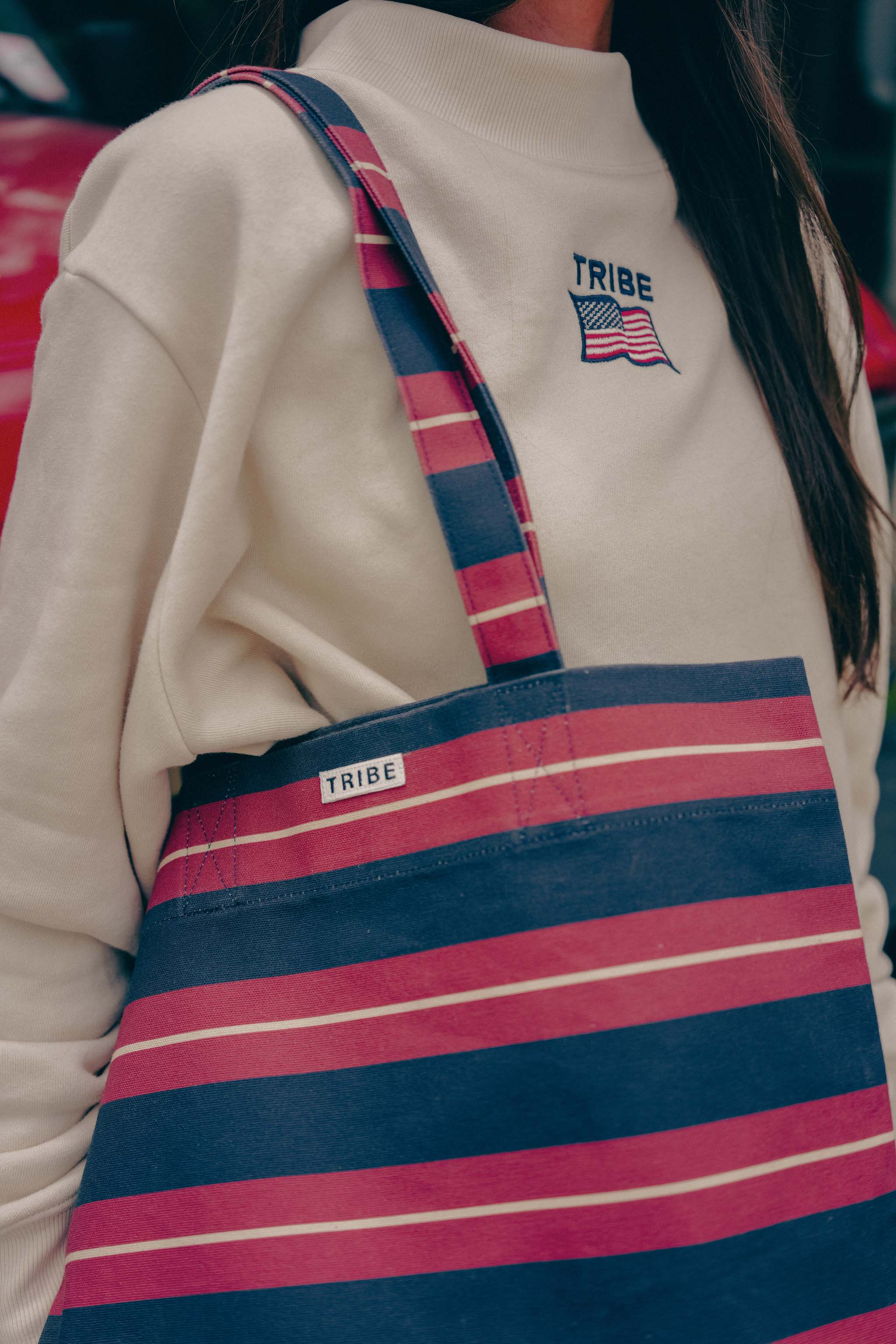 American Made Striped Boat Bag