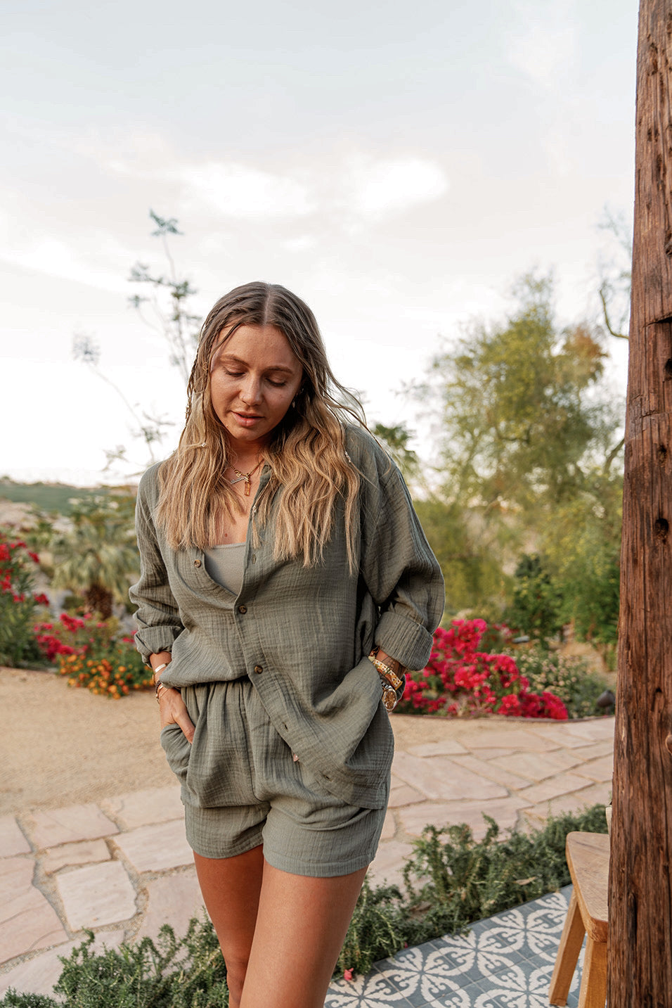Desert Gauze Button Down