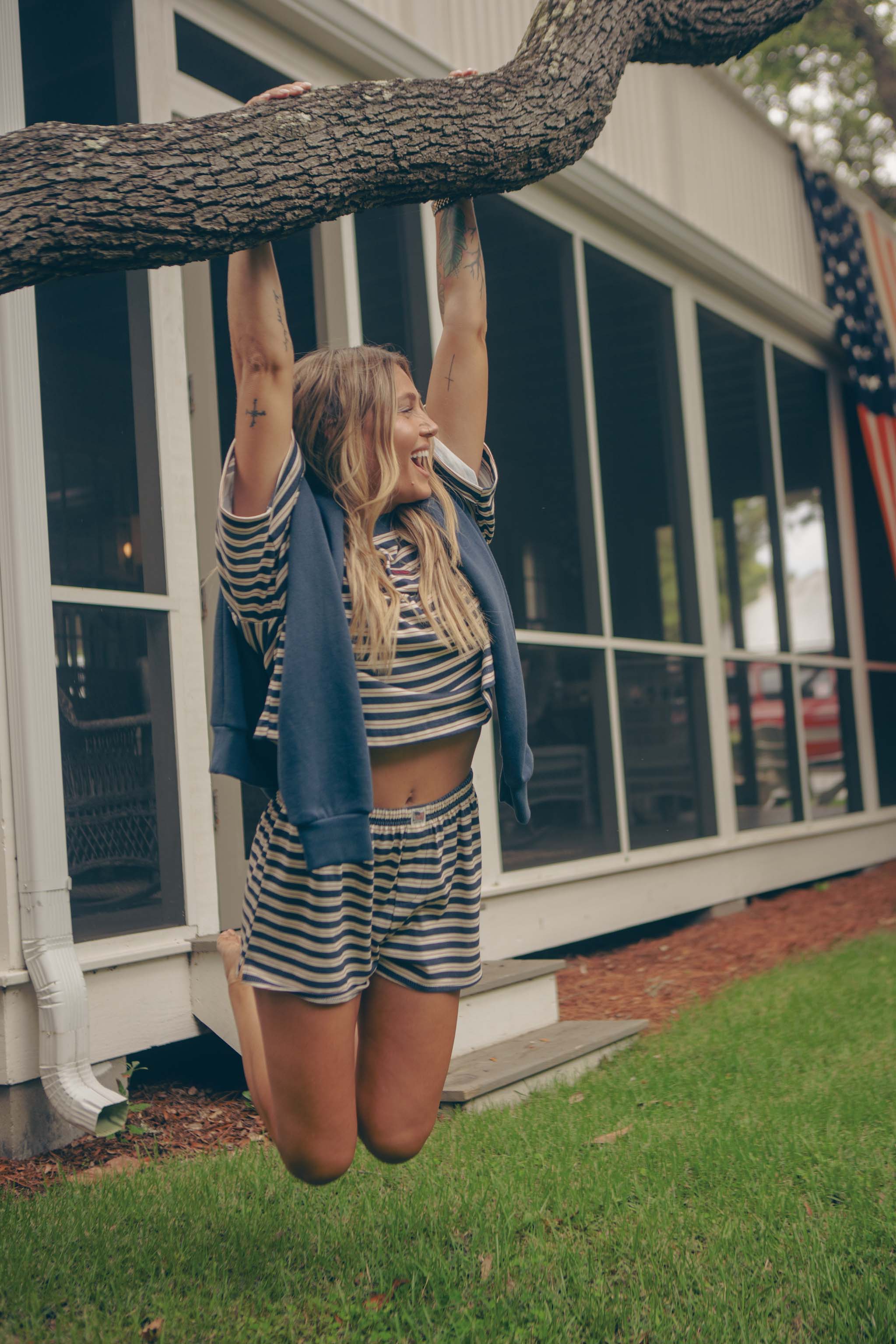 American Made Striped Boxy Tee