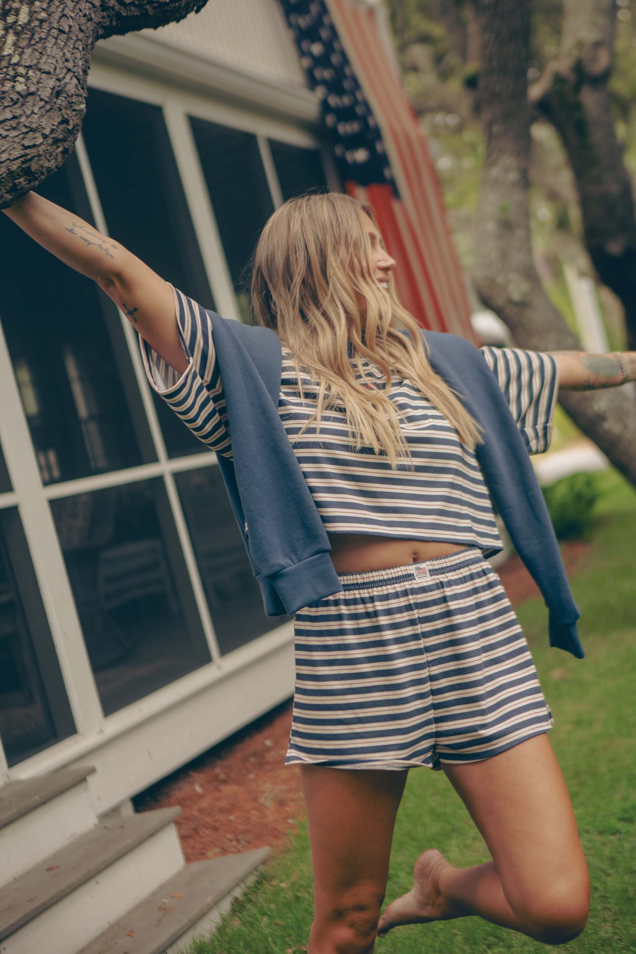 American Made Striped Boxy Tee