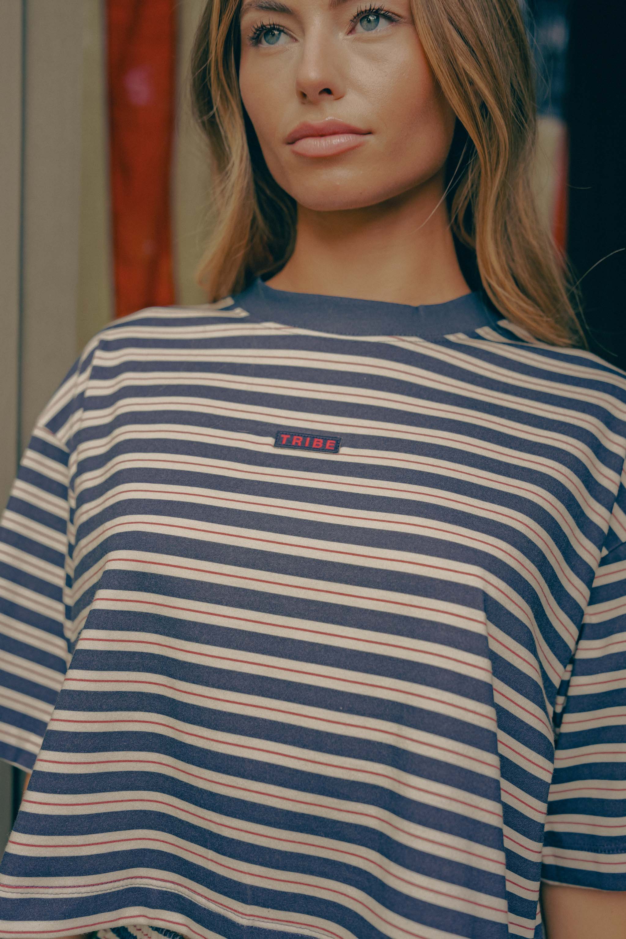American Made Striped Boxy Tee